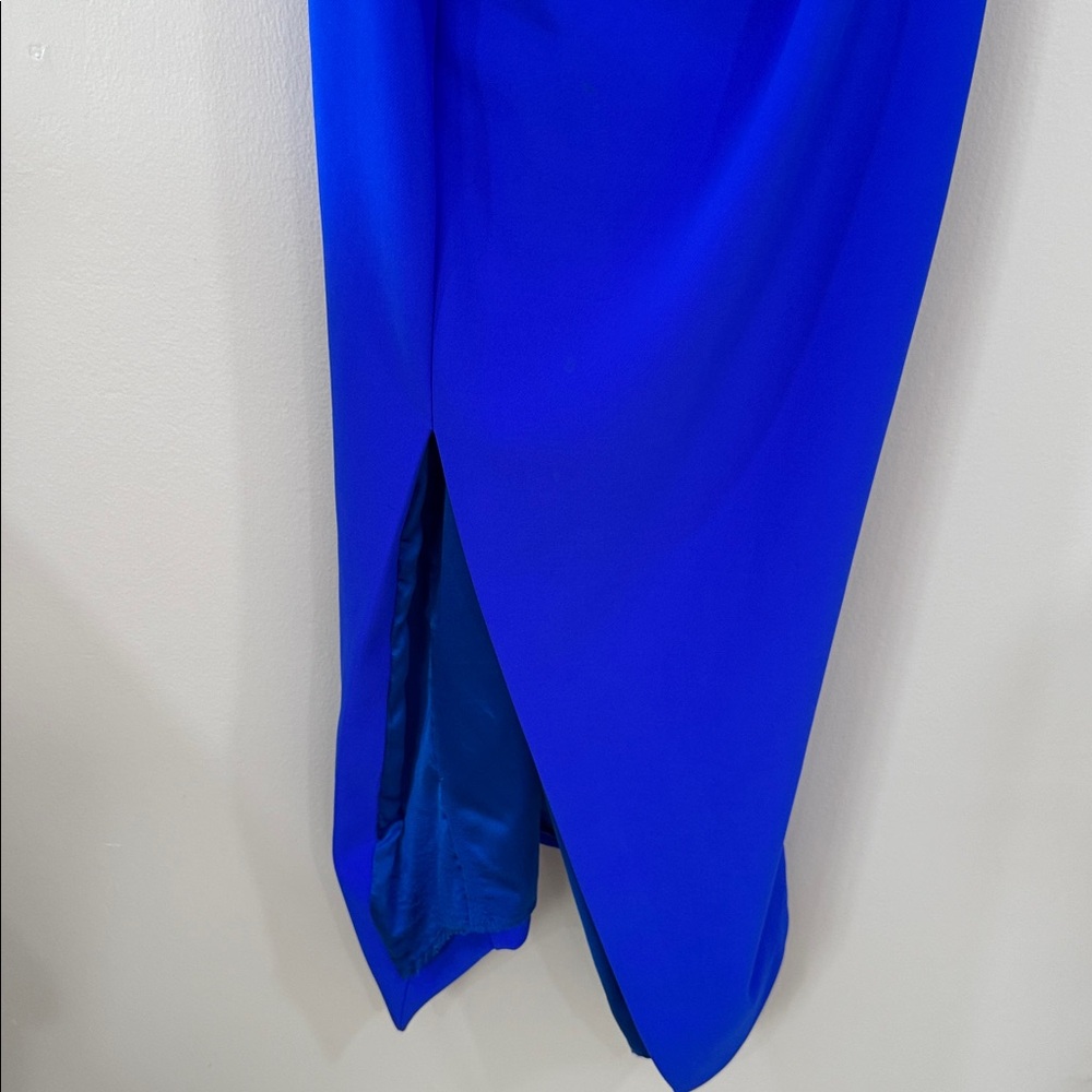 Sheike Savannah Cobalt Blue Spaghetti Strap Midi Dress with Front Cutout - Picture 5 of 8